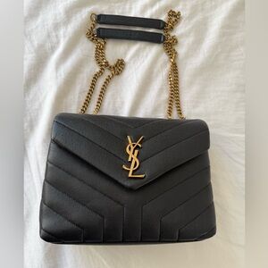 Rare Yves Saint Laurent Black caviar leather  Shoulder Bag with bronze hardware